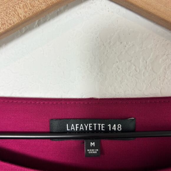 LAFAYETTE 148 NEW YORK WINE RED BLEND RUFFLE SLEEVE SHIFT MINI DRESS SIZE MEDIUM - Picture 4 of 5